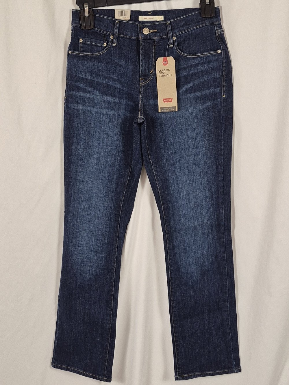 Levi's Women's Classic 505 Straight Leg Jeans in Dark Indigo Wash - Size 4 Short